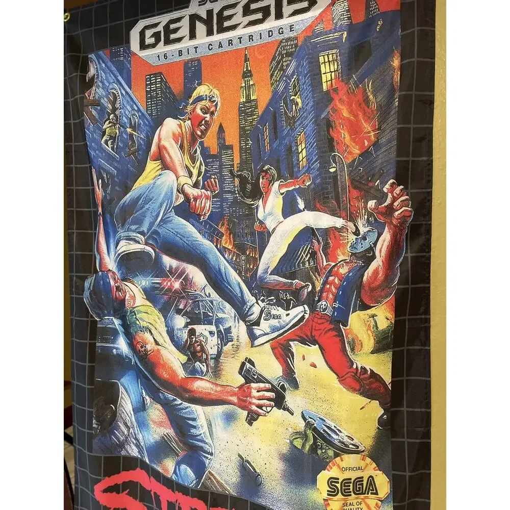 Streets of Rage 5ft Flag Sega Genesis 1991 Black Label Banner Poster